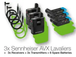 3x Sennheiser AVX Lavalier – Transmitter & Receiver Kit + Spare Batteries