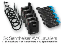5x Sennheiser AVX Lavalier – Transmitter & Receiver Kit + Spare Batteries